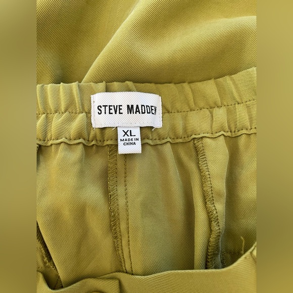 Steve Madden Green Wide-Leg Cargo Pockets Pleated High Waist Pants NWT Size XL - Picture 5 of 8